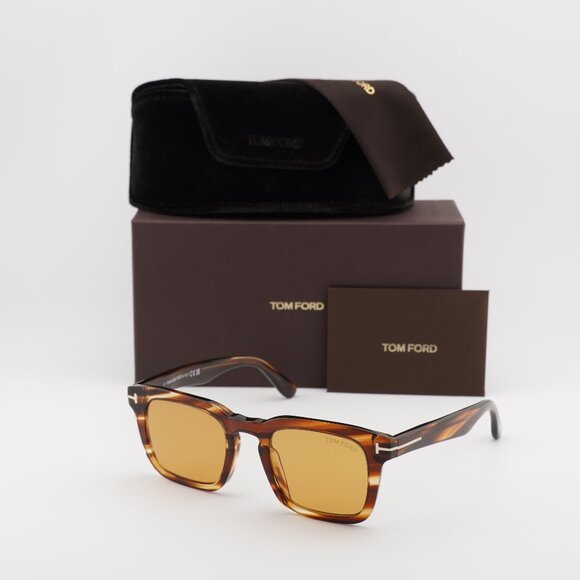 Tom Ford Dax FT0751 53E Square Sunglasses - Blonde Havana\Brown - Picture 1 of 11